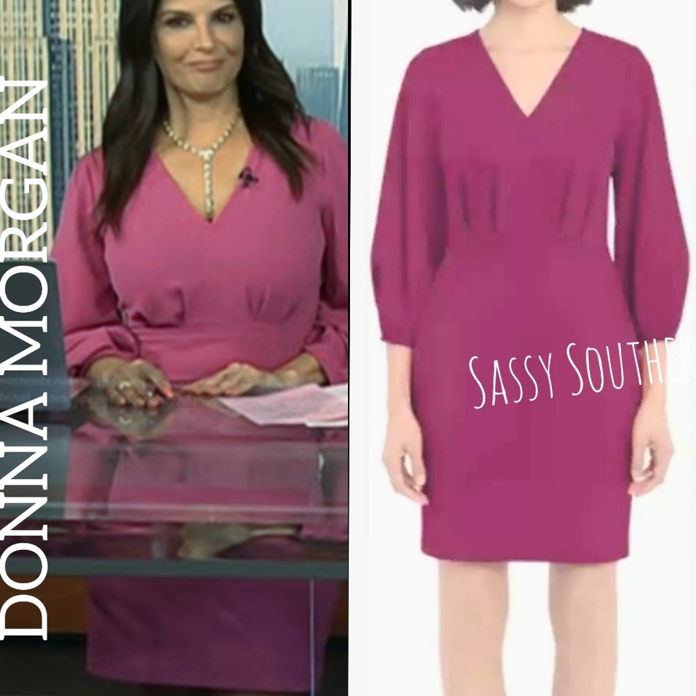 🆕⭐ DONNA MORGAN magenta midi dress - Picture 6 of 14